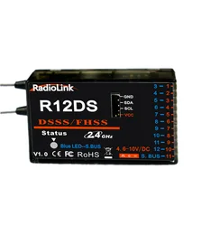 Oryginalny odbiornik RadioLink R12DS 2.4GHz 12CH DSSS & FHSS dla RadioLink AT9 AT9S AT10 AT10II obsługa nadajnika dla SBUS PWM