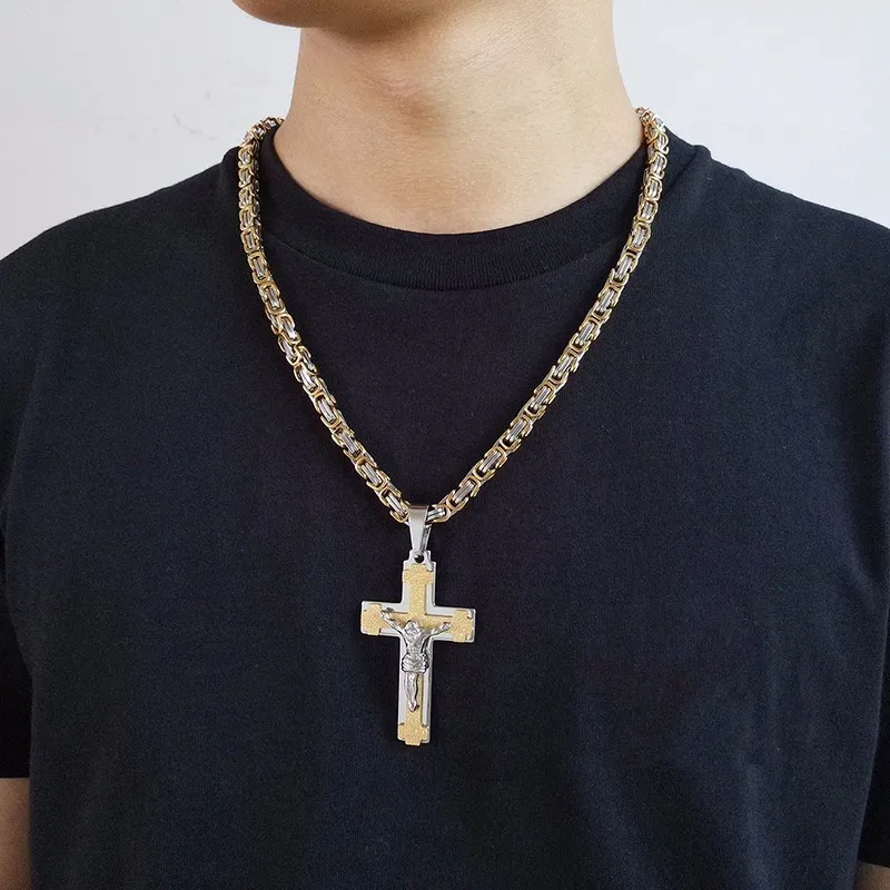 Crucifixo Cross Necklace Men Stainless Steel 24\