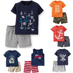 Casual Baby Clothes Suit Newborn 2PCS Clothing Sets Sailor Anchor Summer Cotton Baby T-Shirt Shorts Pant 100% Cotton Outfits Top