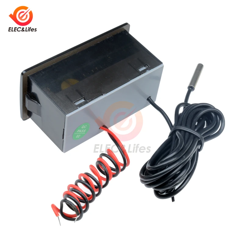 Imagem -04 - Medidor de Temperatura Eletrônico Digital Led Testador Incorporado Termômetro Interno e Externo Medidor com Sonda de Sensor Pt6 ac 220v dc 12v