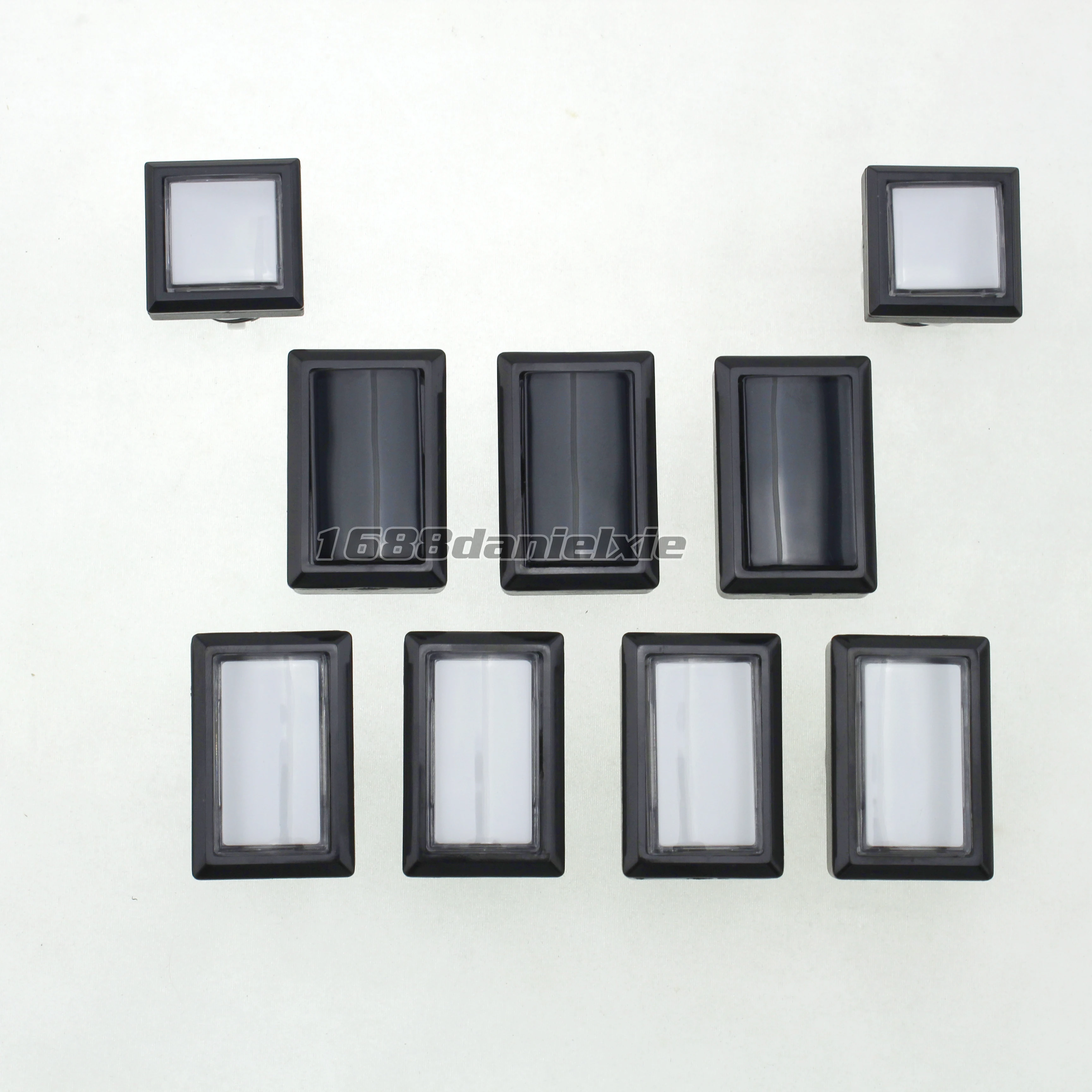 Botão iluminado para a máquina de fliperama iidx, 7 botões retangulares com 2 leds quadrados, iluminação para gamers