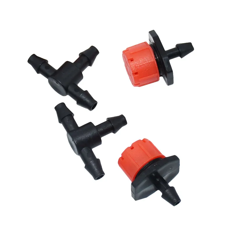 

30pcs 8 Holes Red Dripper Adjustable Sprinkler 1/4 Tee Barb Connector Fog Connector 4/7 Hose Adapter Watering