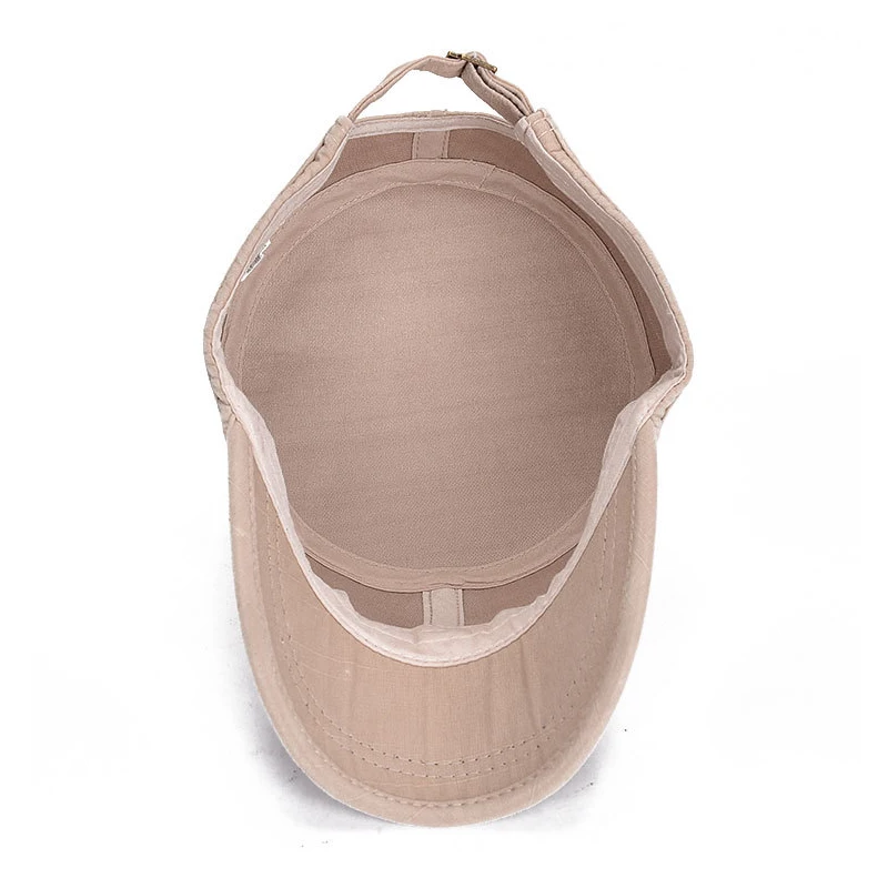 Men Washed Cotton  Military  Hat  Male Adjustable Strap Army Flat  Top  Cap Twill Corps Kepi Casquette