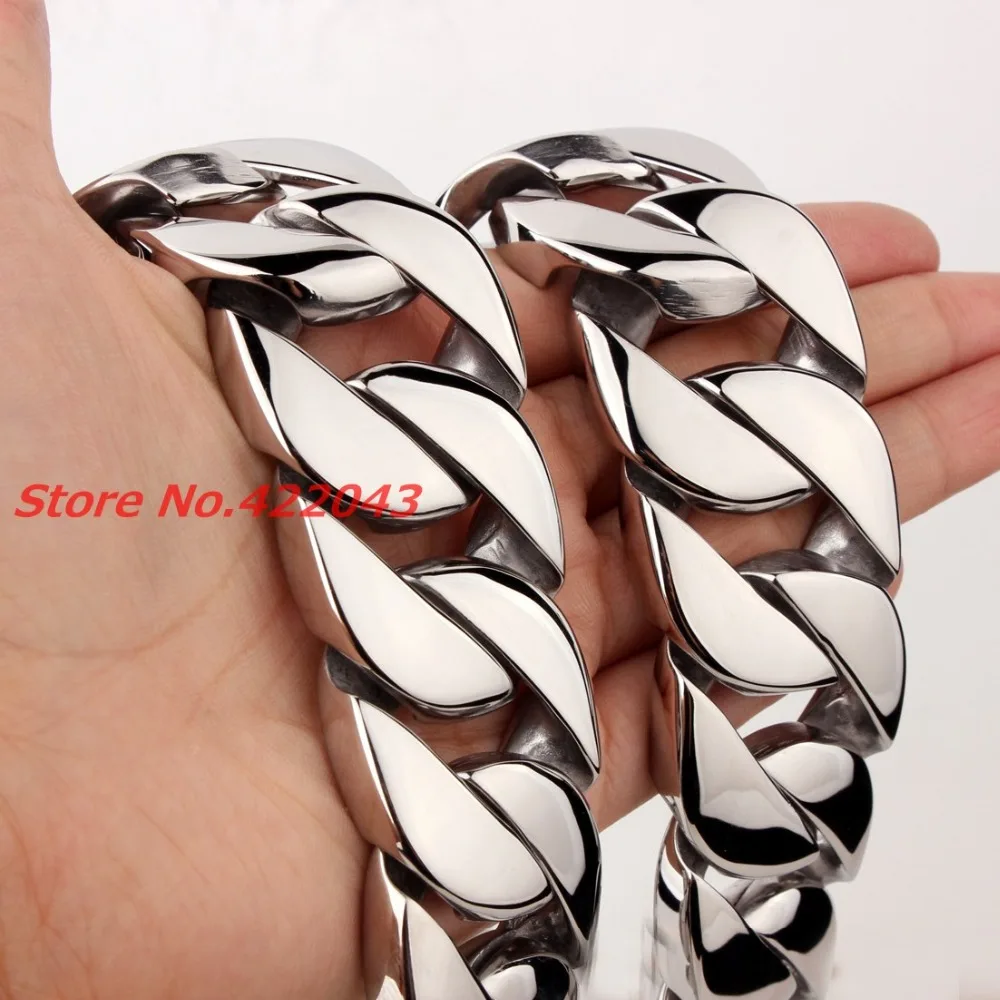 

24/31mm Super Heavy Fashion 316L Stainless Steel Silver Curb Cuban Chain Men's Necklace Not Fade Highly Polished 24"/28"