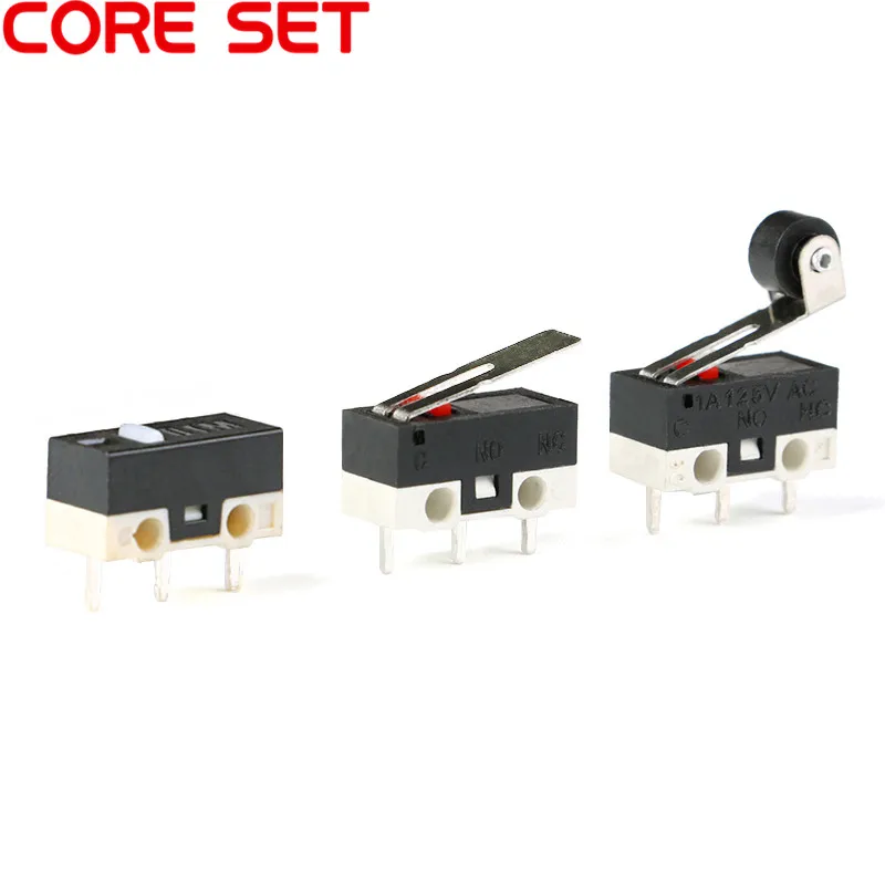 10Pcs Mikrowyłącznik krańcowy Przycisk myszy Przełącznik taktowy bez uchwytu / z uchwytem / z uchwytem Rolka Mikroprzełącznik 1A 125V AC 3Pins