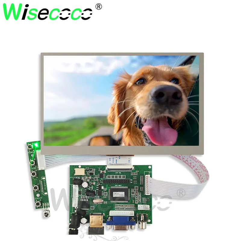 wisecoco 7 Inche 1024*600 IPS Screen Display LCD TFT Monitor EJ070NA-01J with Driver Control Board 2AV  VGA for Raspberry Pi