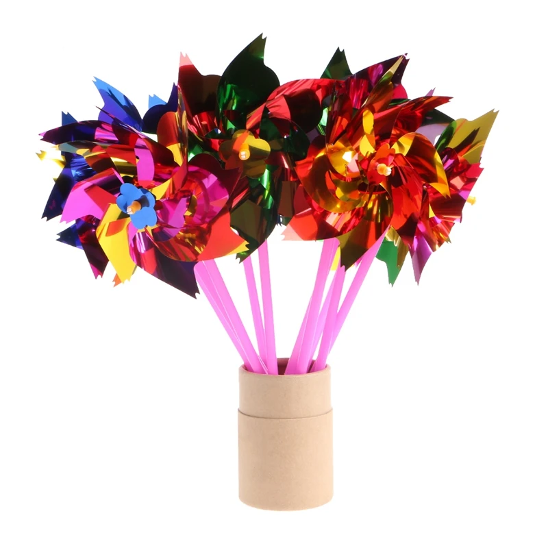 10Pcs Plastic Windmill Pinwheel Wind Spinner Garden Lawn Party