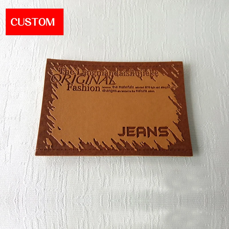 Custom PU Leather Printing Labels for Jeans, Garment Labels, Factory Private, Sewing on Clothes