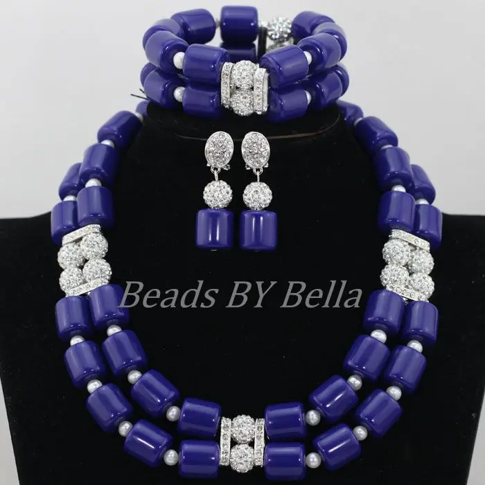 

Royal Blue Artificial Coral Beads Nigerian Wedding Bridal Jewelry Sets African Beads Jewellery Necklace Set ABF900