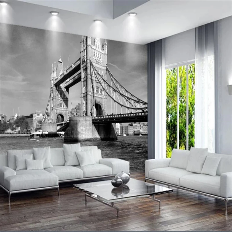 Decorative Wallpaper London Tower Bridge Vintage European Architecture Landscape Background Wall