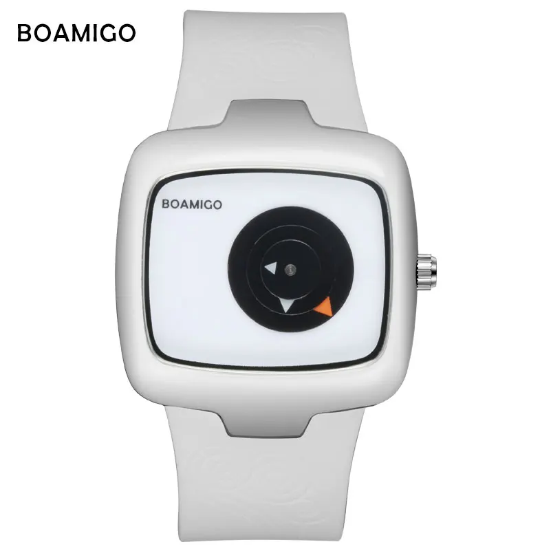 

BOAMIGO brand women watches fashion ladies quartz watch simple design white rubber wristwatches 2018 female creative gift clock