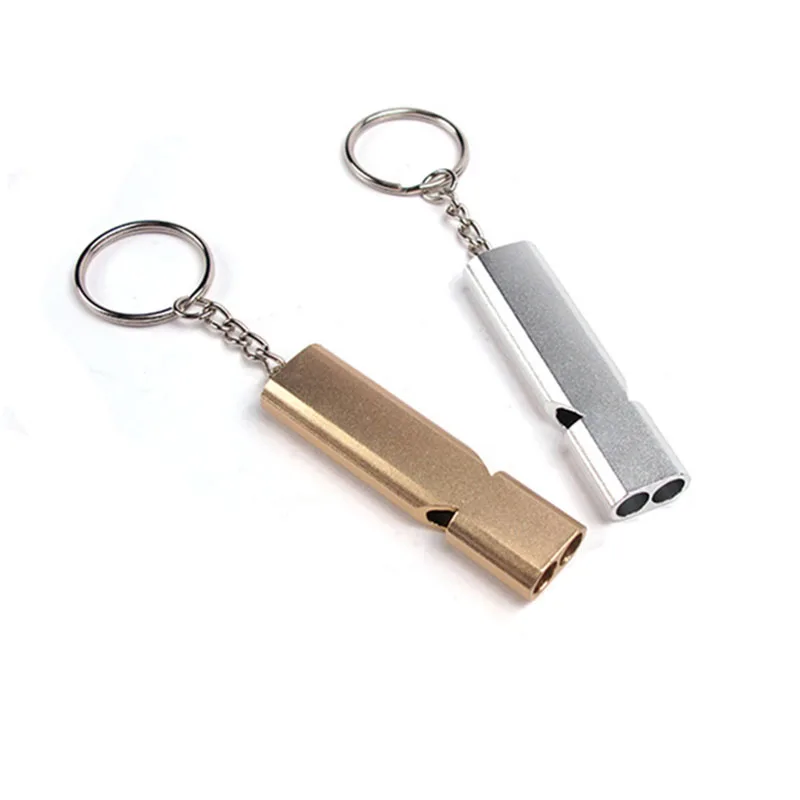 

1PC EDC Aluminum Alloy Double-hole High Frequency Whistle Outdoor Tourism Survival Emergency Self-rescue Equipment Tool