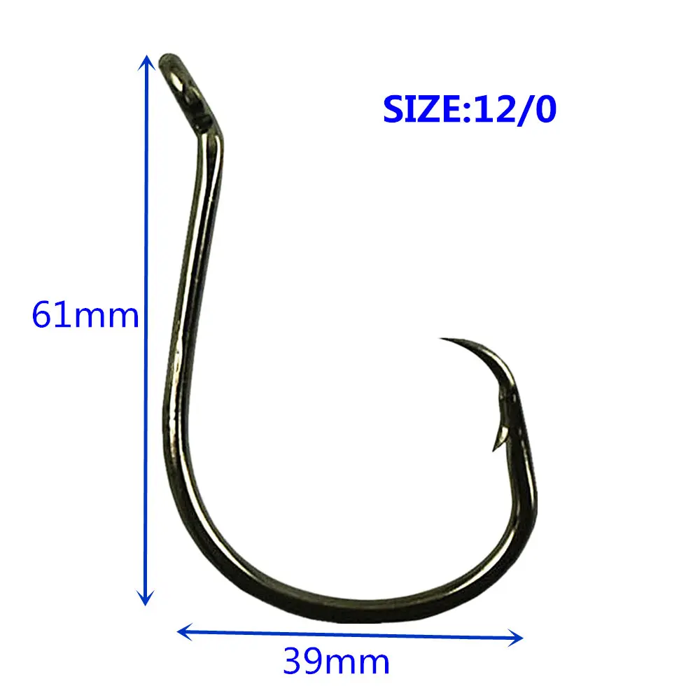 25/50pcs 12/0 Octopus Circle Fishing Hooks Saltwater Ocean Barbed offset fishhooks High Carbon Steel Chemically Sharpened