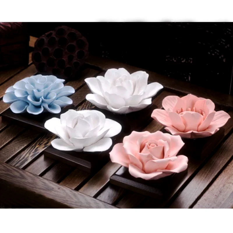 PRZY Camellia 3D Molds Lotus Soap Mold Jasmine Silicone Rose Flowers Candle Aroma Mould Handmade Soap Making Moulds Silica Gel