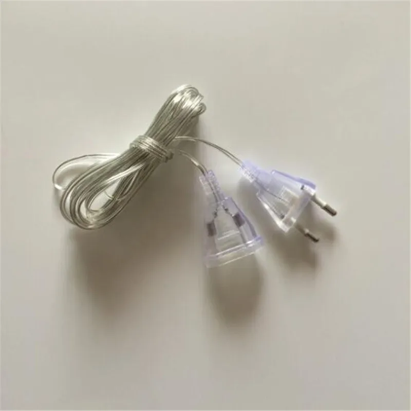 Imagem -02 - Extensor Fio Transparente ue Plug 220v para Led String Luzes de Natal Jardim Casa ao ar Livre Guirlanda Festa Decoração 3m