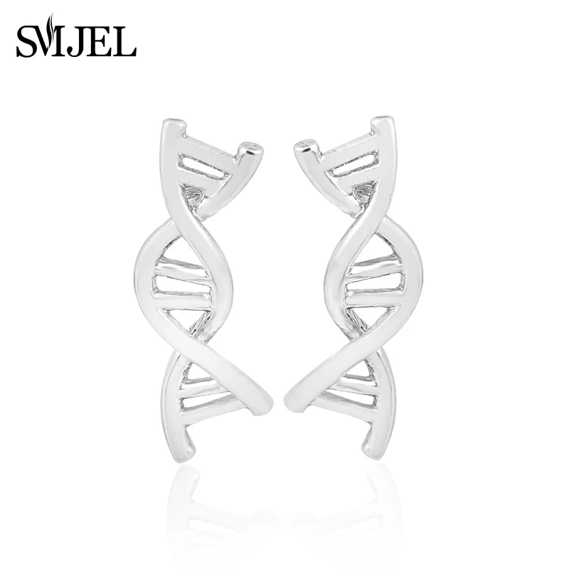 SMJEL Fashion Double Helix Stud Earrings Women Cute DNA Earring pendientes brinco Biology Science Themed Jewelry Geeky Gift S160