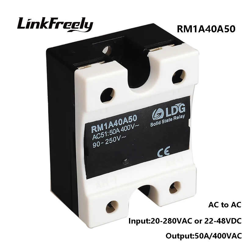 RM1A40A50 AC AC Solid State Relay 50A,Electric Trigger Relay Switch Board,Output:42-440VAC Input: 20-280VAC/22-48V DC SSR Relay