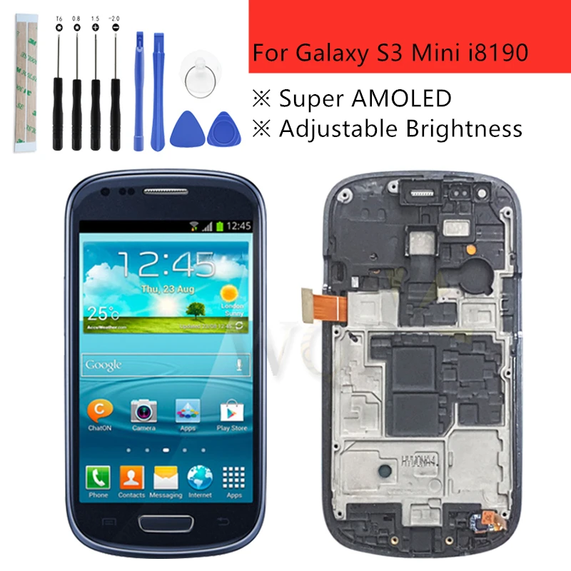 

For Samsung Galaxy S3 Mini LCD Display Screen Touch Digitizer Assembly With Frame I8190 i8190N i8195 i8200 Replacement Parts