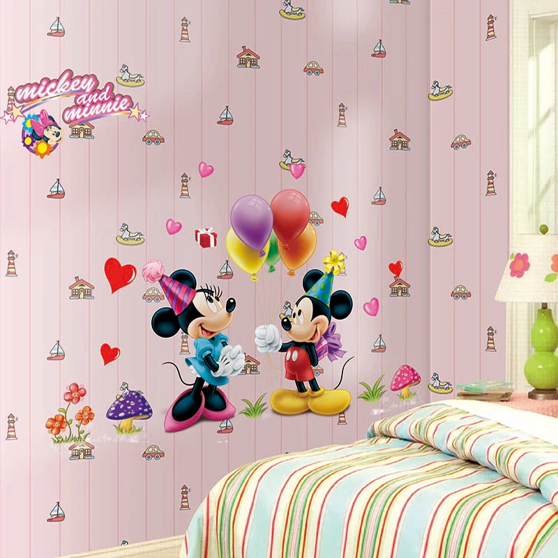 Removable Mickey Mouse and Minnie Sticker 602. Kids Baby Nursery Room Decor Mural Decoration