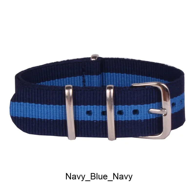 20mm Watchbands Men Womens Navy Blue Army Military Sports Watch Fiber Woven Nylon Straps Wristwatch Bands Buckle 20 mm