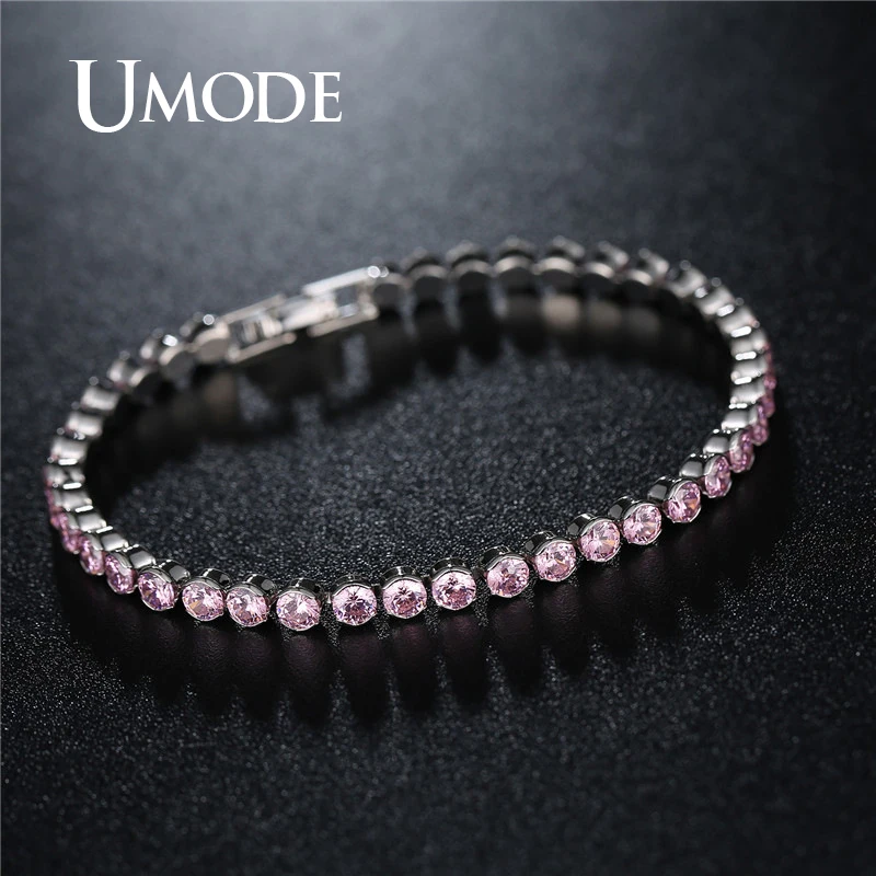 UMODE New Women Fashion Bracelets Luxury Round Cubic Zirconia Bracelet for Women Wedding Jewelry Gifts UB0175A