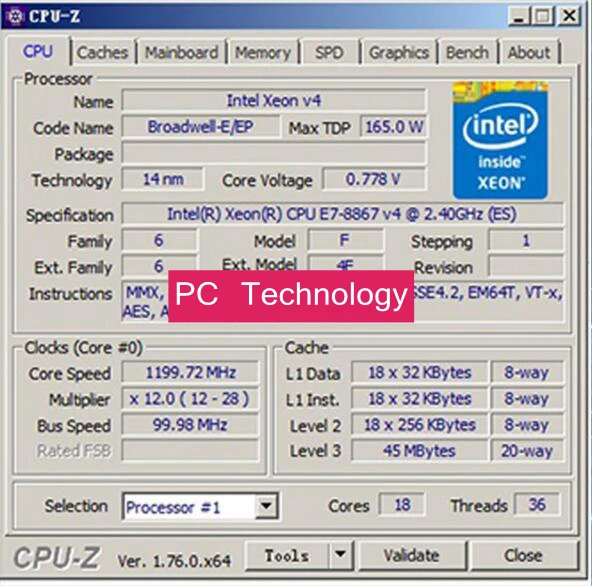 E7-8867v4 Original Intel XEON QS version E7 8867v4 2.40GHZ 18-Core 45MB SmartCache 165W E7 8867 v4 LGA2011-3