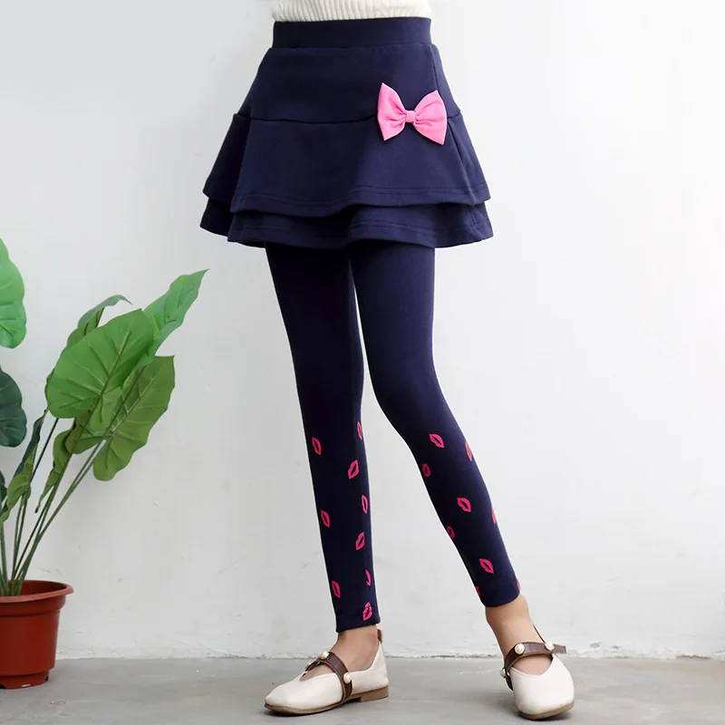 Girls Skirt-Pants 2023 Spring Autumn Children Legging Print Cake Skirts Fashion Girls Clothes Kids Trousers 4 6 7 8 10 12 Years