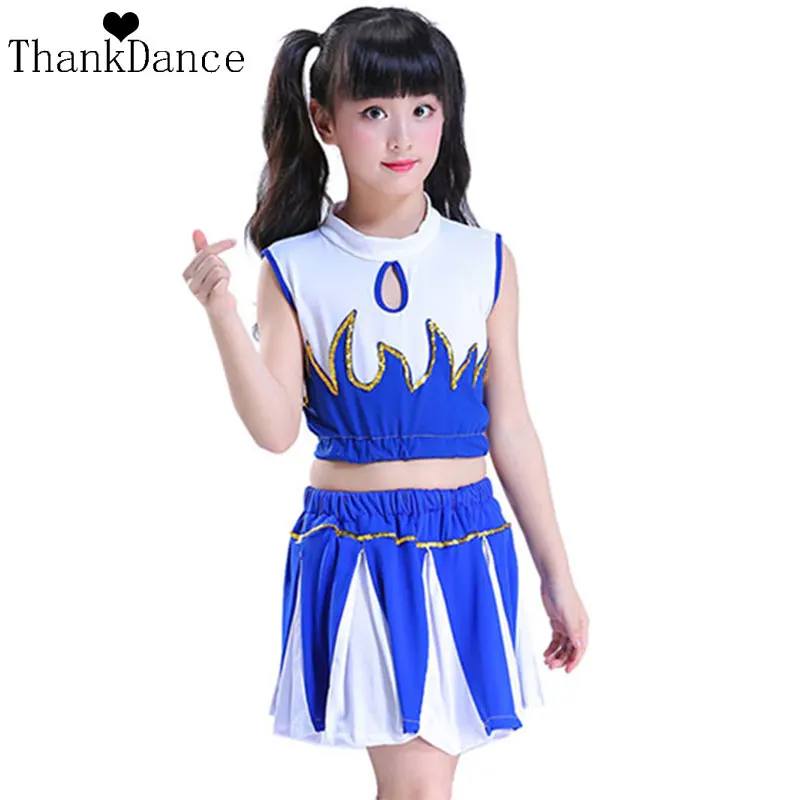 Girl Cheerleading Suits Child Football Competition Cheerleaders Suit Girl School Cheer Team Uniforms Kids Calisthenics Uniform