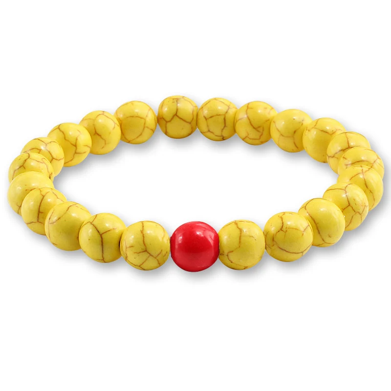 Trendy Yellow Natural Stone Beads Charm Bracelets & Bangles for Women Round Beaded Strand Bracelet Men Jewelry Pulseira Feminina