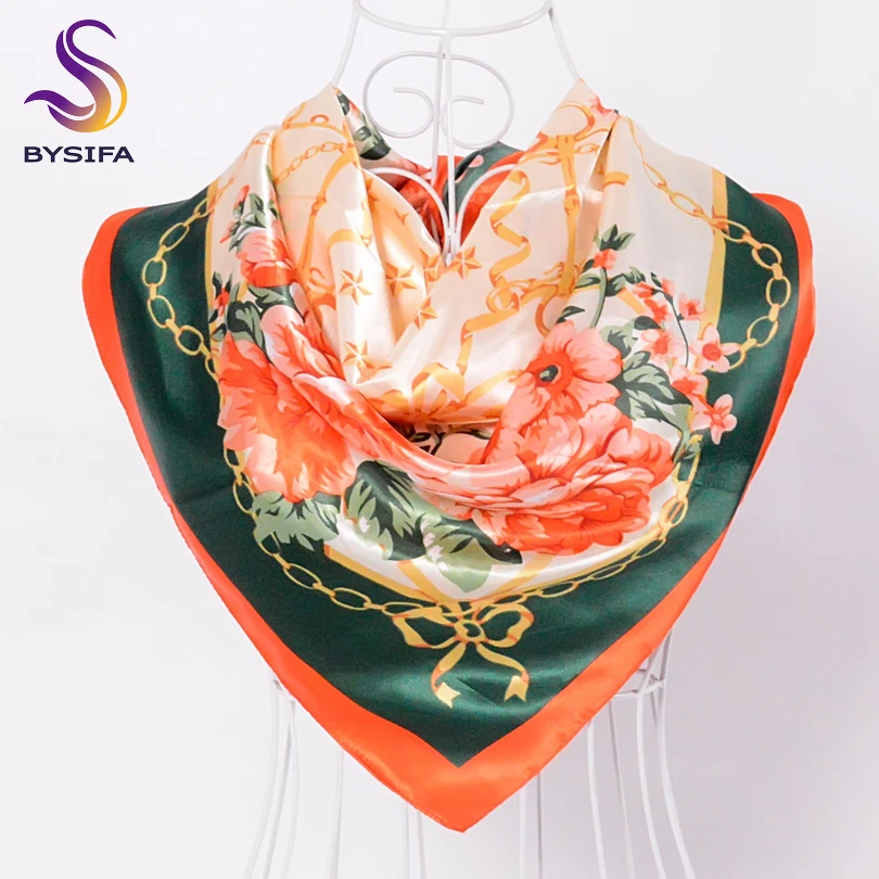 [BYSIFA] الصين وشاح حريري شال للنساء 2016 الشتاء الفاوانيا سلسلة تصميم كبير أوشحة مربعة يلتف ربيع الخريف رئيس الأوشحة