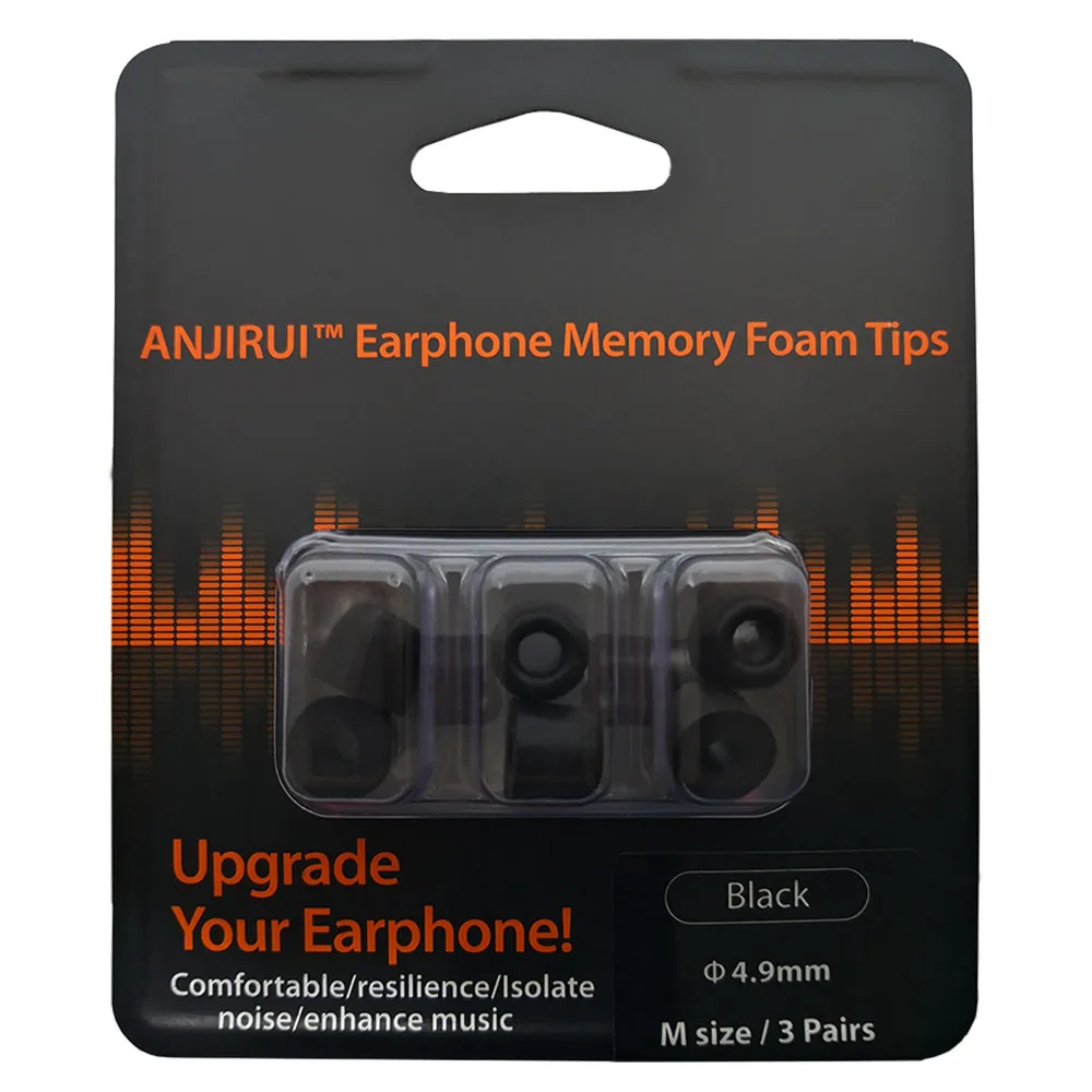 

ANJIRUI Original T400 Earphone Tips Foam Memory ear Pads 4.9mm caliber 3 pair memory sponge ear style for in-ear style earphone
