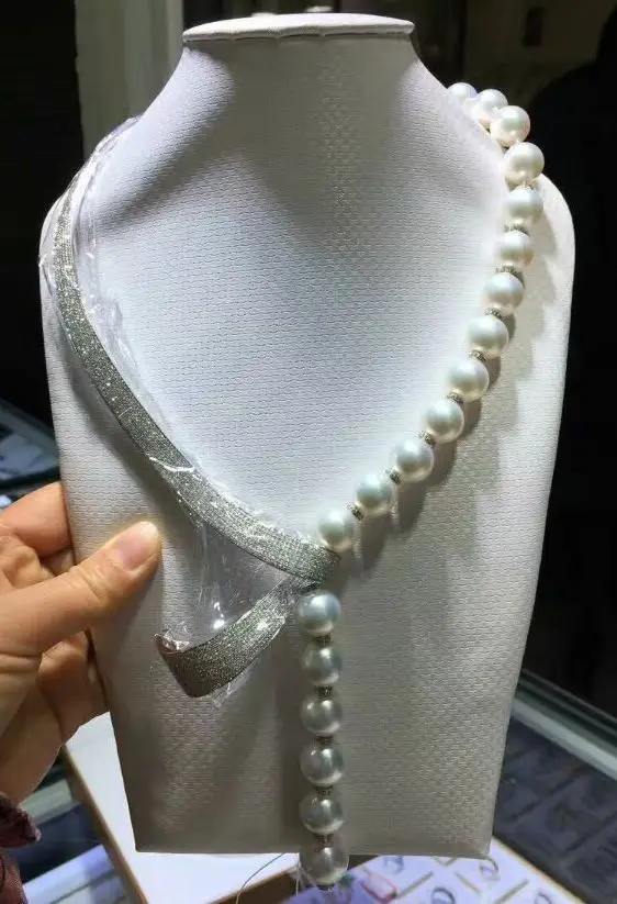 Desain baru 11-12mm laut selatan alami putih kalung mutiara anak perempuan untuk wanita perhiasan kalung pesona gratis pengiriman