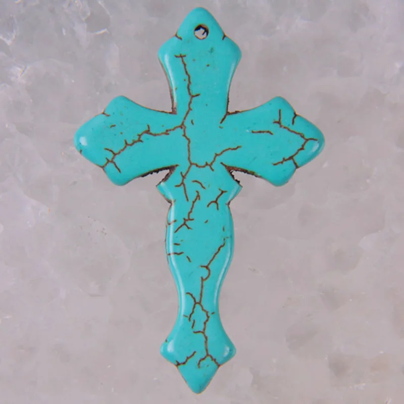 Howlite Cross GEM Pendant Jewelry Loose Bead S001-S006