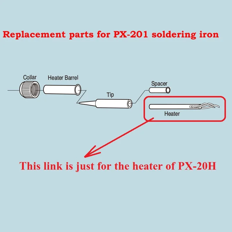 Elemento de aquecimento da substituição do calefator de japão goot PX-20H para 220-240v PX-201 PX-401 ferramentas do ferro de solda parte