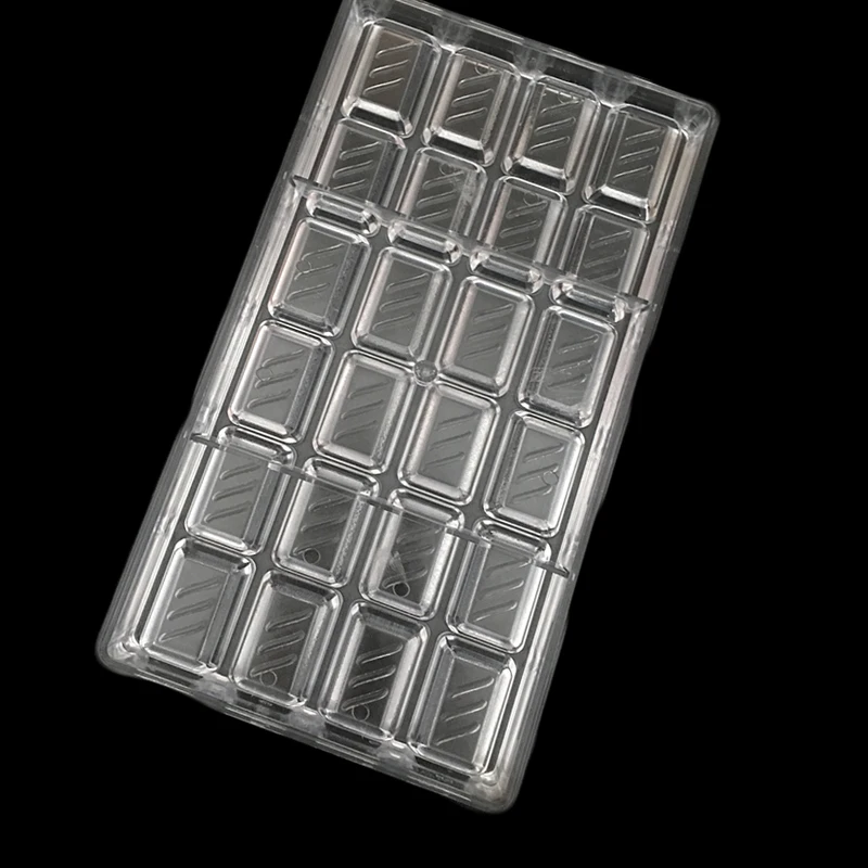 Unique Design 24 Cavities Rectangle Cube Chocolate Bar With 3 Lines shape PC Polycarbonate Choaolate Mould Hard plastic Mold