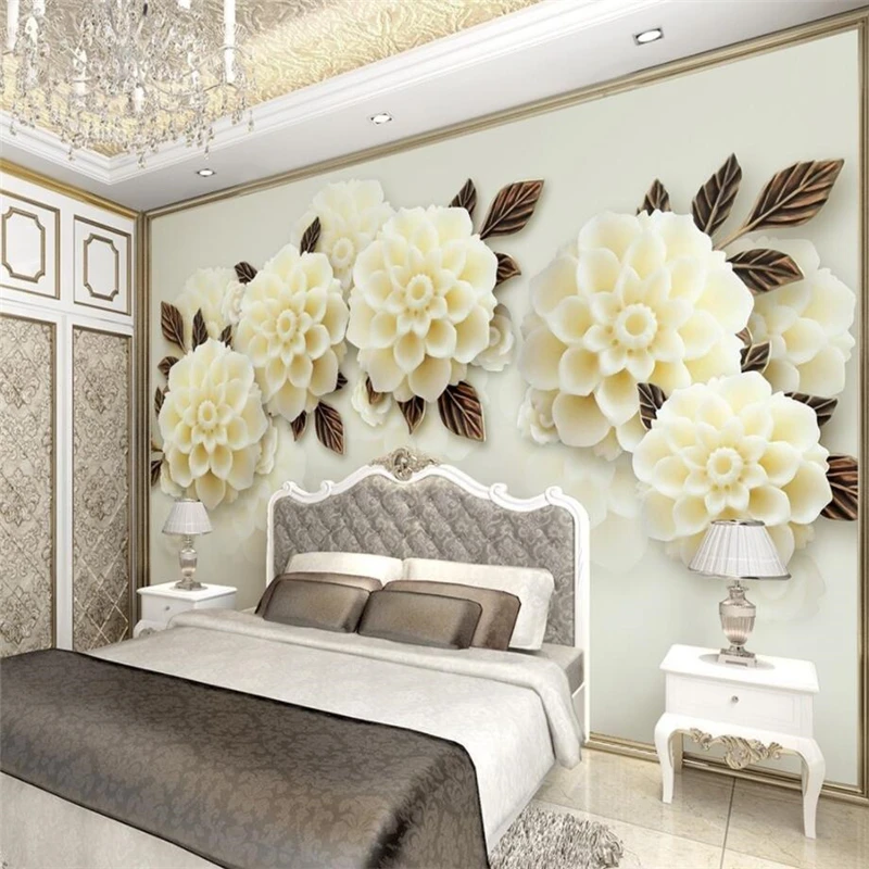 

Beibehang Custom wallpaper 3d 3d beauty champagne embroidered flower ball background wall home decoration murals 3d wallpaper