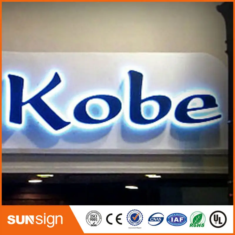 Sign dicat hitam stainless steel led backlit surat Saluran