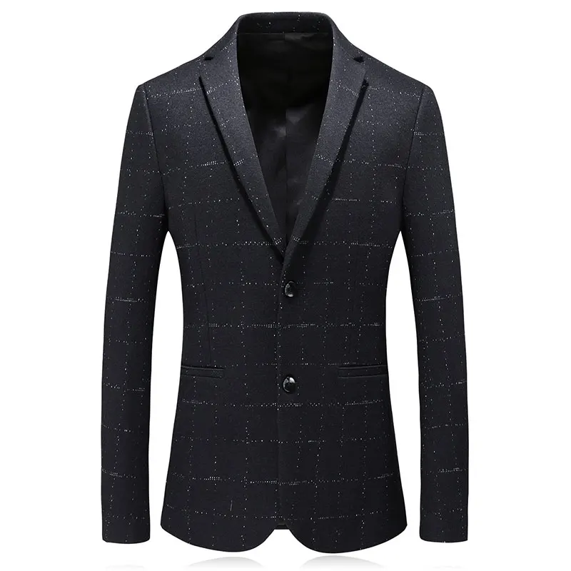 2019 New Style Suit Jacket Men's Casual Fashion Classic Wool Blazer High Quality Plaid Men Jacket Men's Thicken Business Blazer