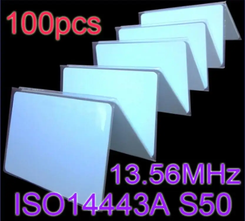 

100pcs RFID Cards 13.56MHz NFC ISO14443A S50 Re-writable Proximity Smart Card 0.8mm Thin Access Control Card