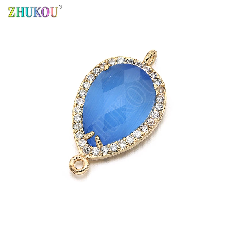 14*23mm High Quality Brass Cubic Zirconia Water-drops shape  Connectors DIY Jewelry Findings Making, Hole:1.0mm Model: VS297