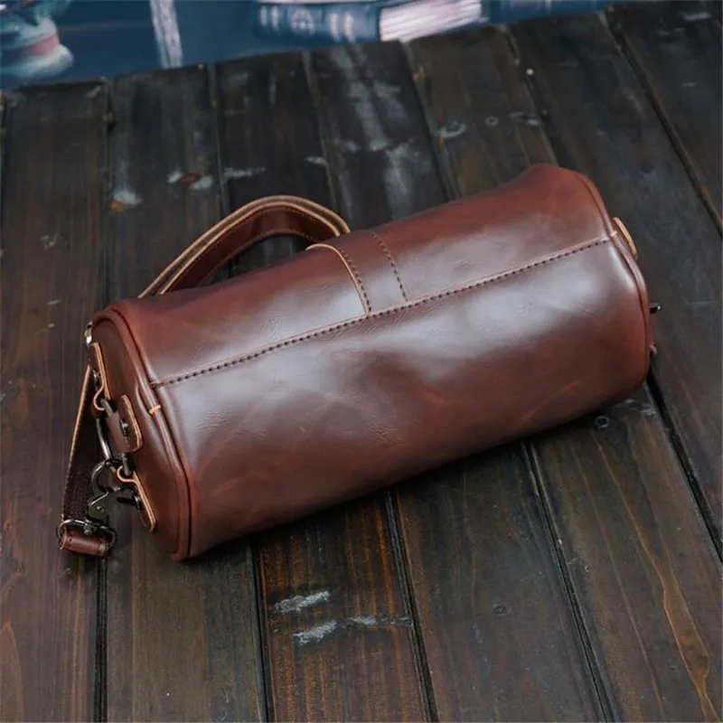 New High Quality Vintage Casual Crazy Horse Leather Men\'s Bag Small Round Messenger Bags For Man Personality Design Travel Bag