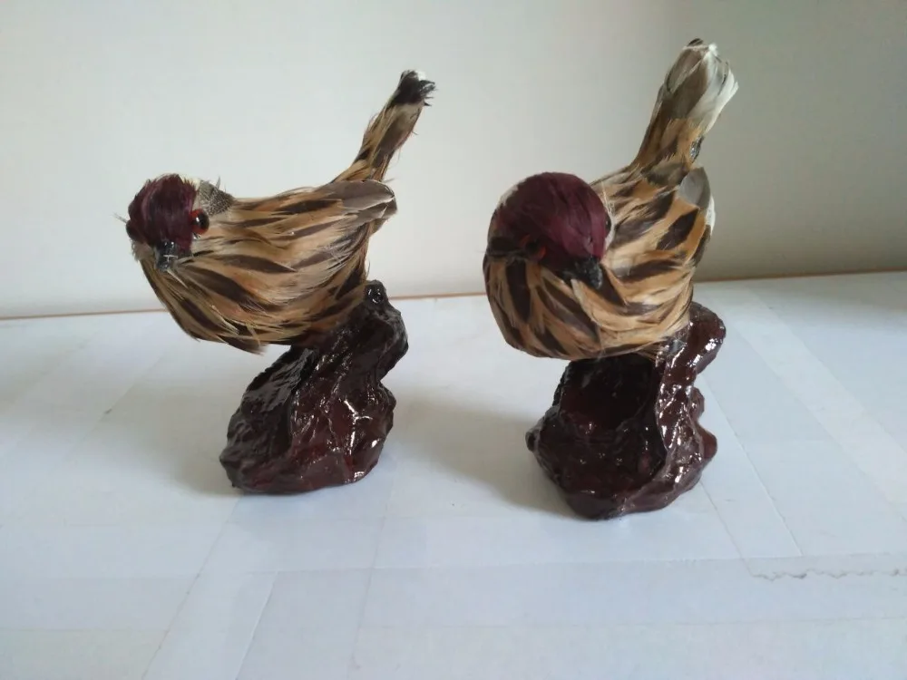 simulation bird 9x12cm model plastic&brown feathers birds one lot/2 pcs handicraft prop home decoration gift p0099