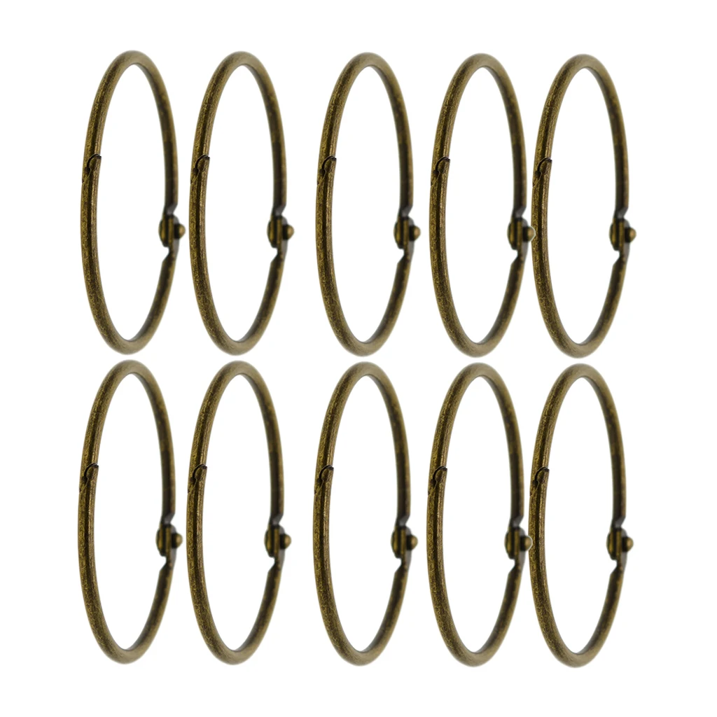 10 Pieces Bronze Metal Loose Hinged Leaf Ring Paper Scrapbook Book Binder Ring Key Ring Keychain DIY Craft Accessories 73mm