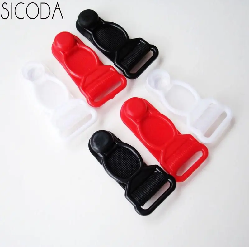 SICODA 20pcs 12mm DIY sock buckle sexy underwear clip garment trimming Black/red/white plastic buckle for garment accessories