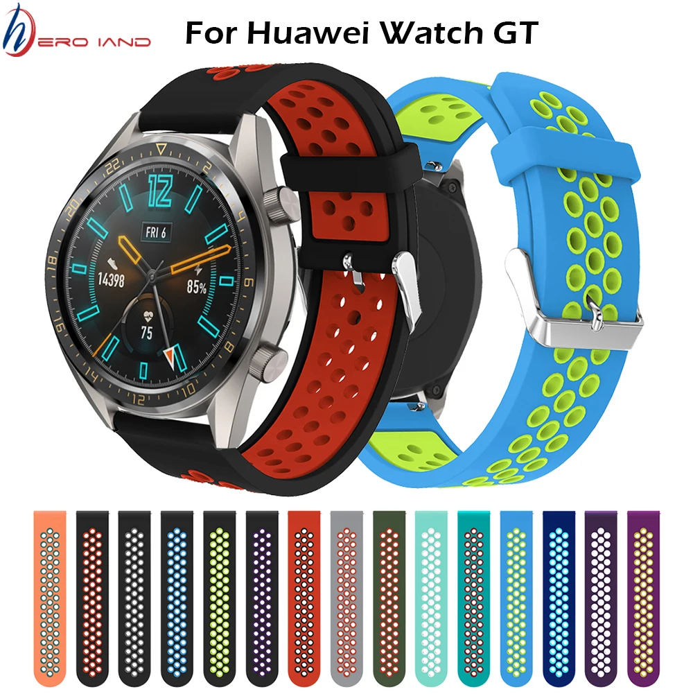 Double Color Silicone Porous Breathable Watchband Bracelet Wrist Strap Belt for Huawei Watch GT Honor Magic High Quality Strip