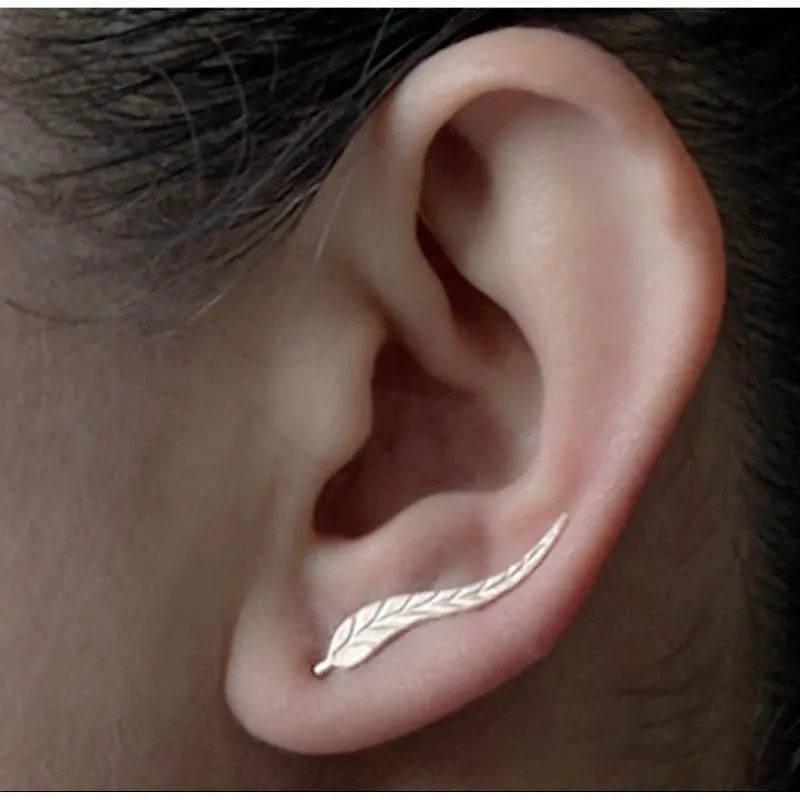 Fashion Girls Leaf Stud Earrings For women simple leaves Ear Cuff Earrings 2020 Fashion Minimalism Jewelry