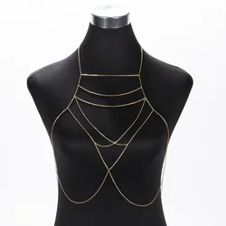 New Trendy Geometric Gold  Color Body Chains For Women Lady Chest Chain Bikini Body Jewelry Necklace BY06