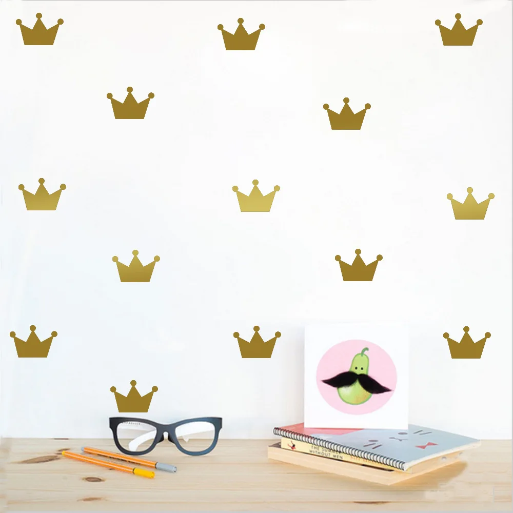 5*7cm*15pcs Cartoon Gold Cute Queen Crown Wall Sticker For Kids Baby Rooms Nursery Wall Decals Home Decor DIY PVC Art Mural