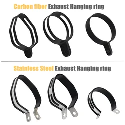 Universal Motorcycle Carbon Hexagonal Round Exhaust Muffler Pipe Bracket Clip Fasten Support Silencer Pipe Bracket Hanger Band