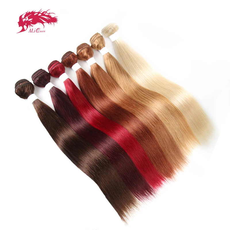 

Ali Queen Hair Brazilian Remy Human Hair Weaves Bundles #613/#33/#30/#27/#99J/#BURG Straight Human Hair Extensions Hair Weft